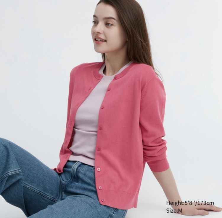 UNIQLO CARDIGAN HOT PINK Women s Fashion Coats Jackets and