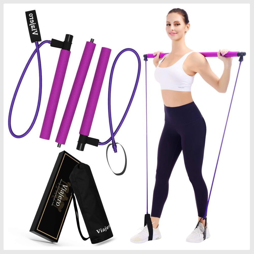 Viajero Pilates Bar Kit for Portable Home Gym Workout 2 Latex