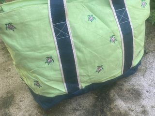 VINTAGE L.L BEAN BOAT TOTE WITH TURTLE EMBROIDERY
