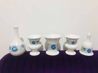 Vintage Wedgwood Clementine fine bone china vases and bell