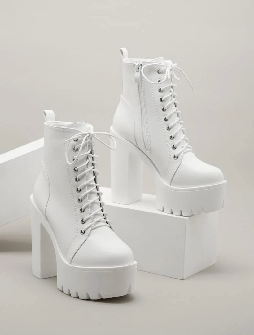 White sale platform boots