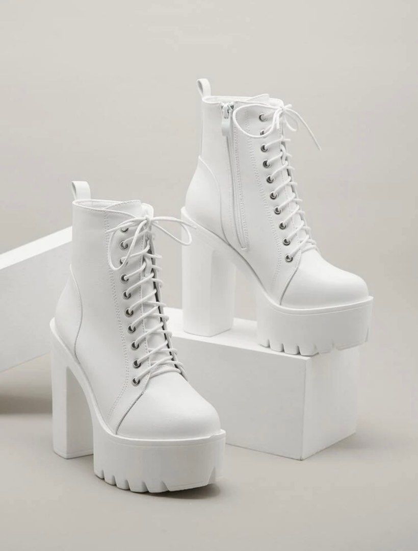 White platform clearance heel boots