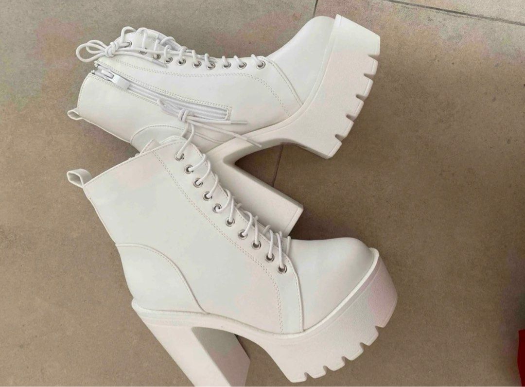 White high heels best sale boots
