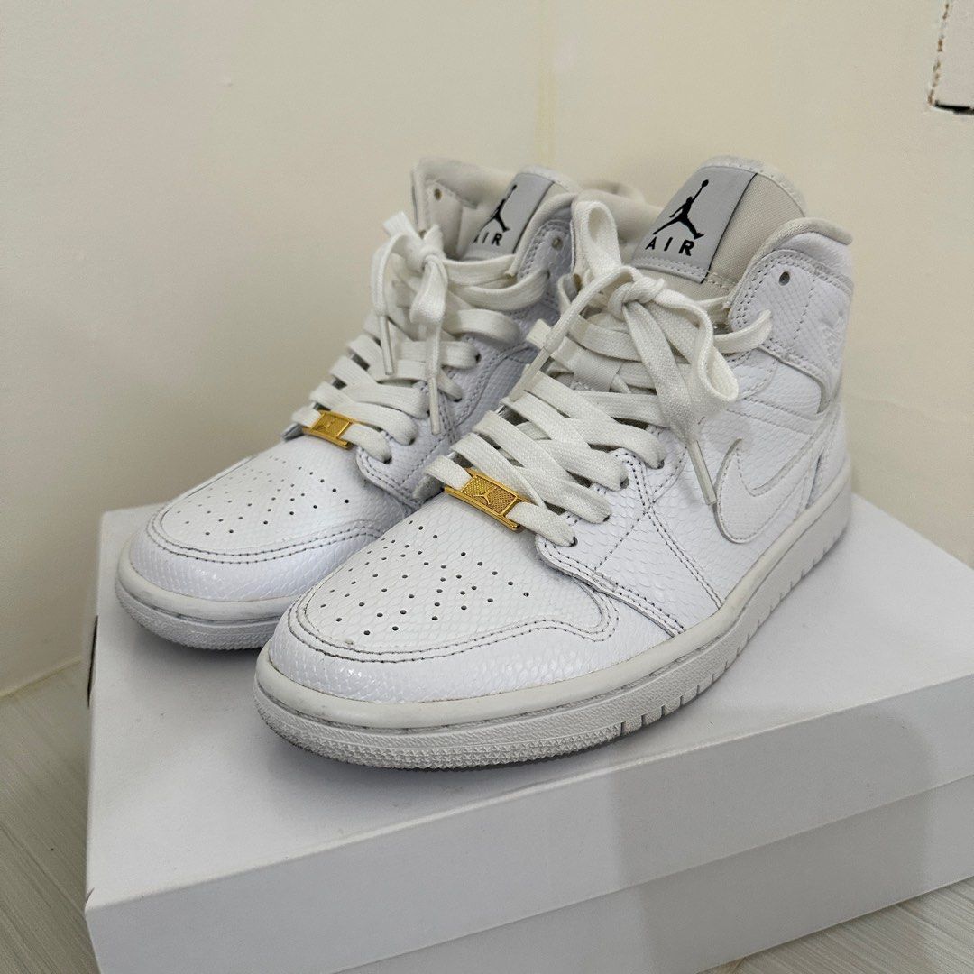 Womens Jordan 1 Mid White Snakeskin Women s Fashion Footwear