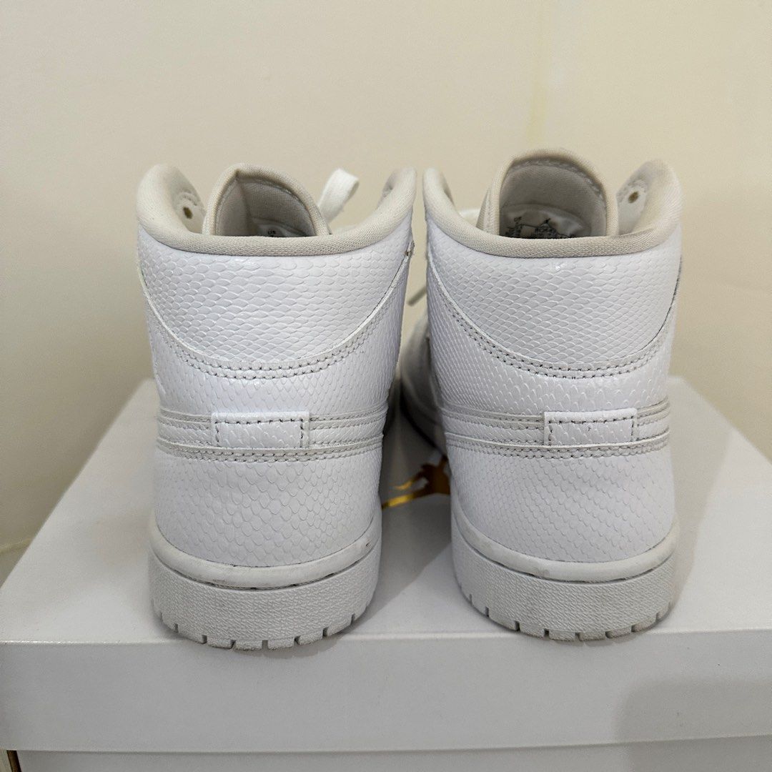 Womens Jordan 1 Mid White Snakeskin Women s Fashion Footwear