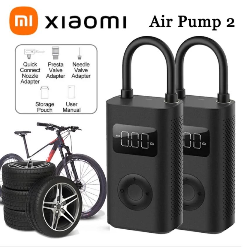 Top quality versionXiaomi Mini Portable Air Pump 2 Mijia Electric Air  Compressor Treasure Type-C Multitool Inflator For Automotive Car