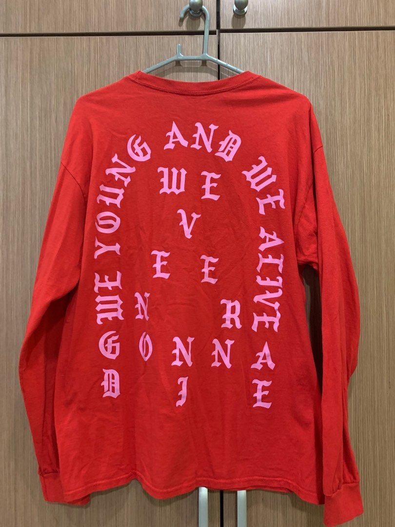 Yeezy red pull over sweater long sleeved shirt