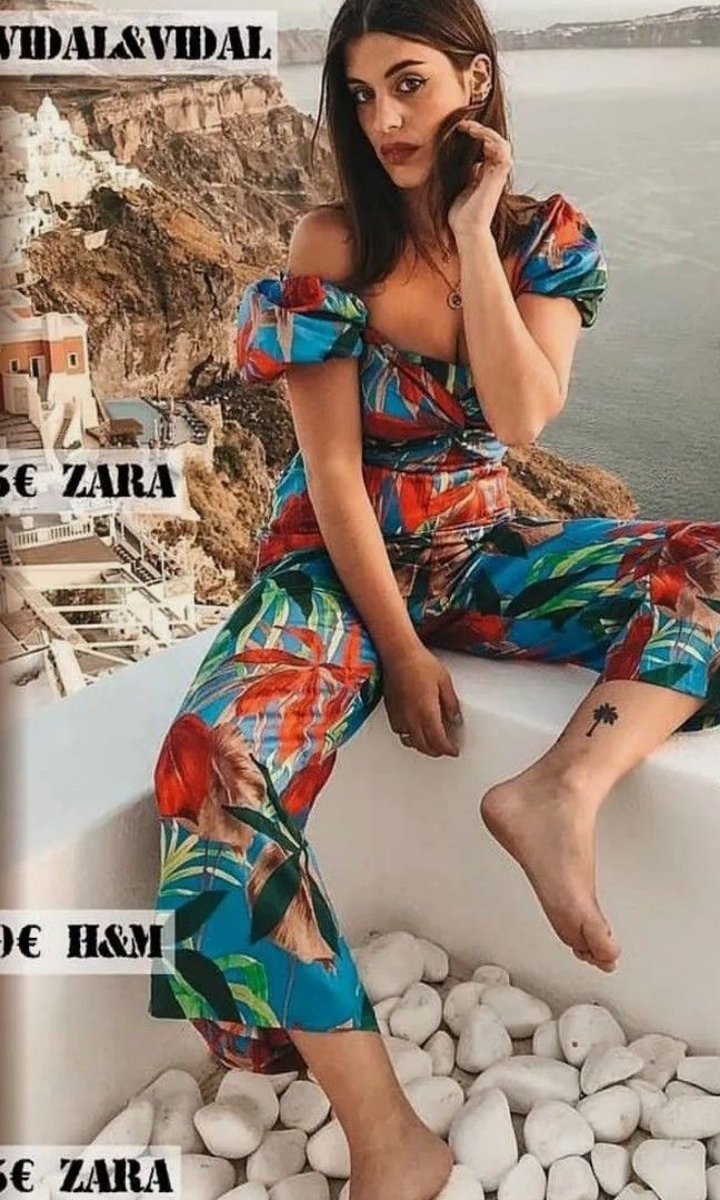 Zara floral 2025 print jumpsuit dress