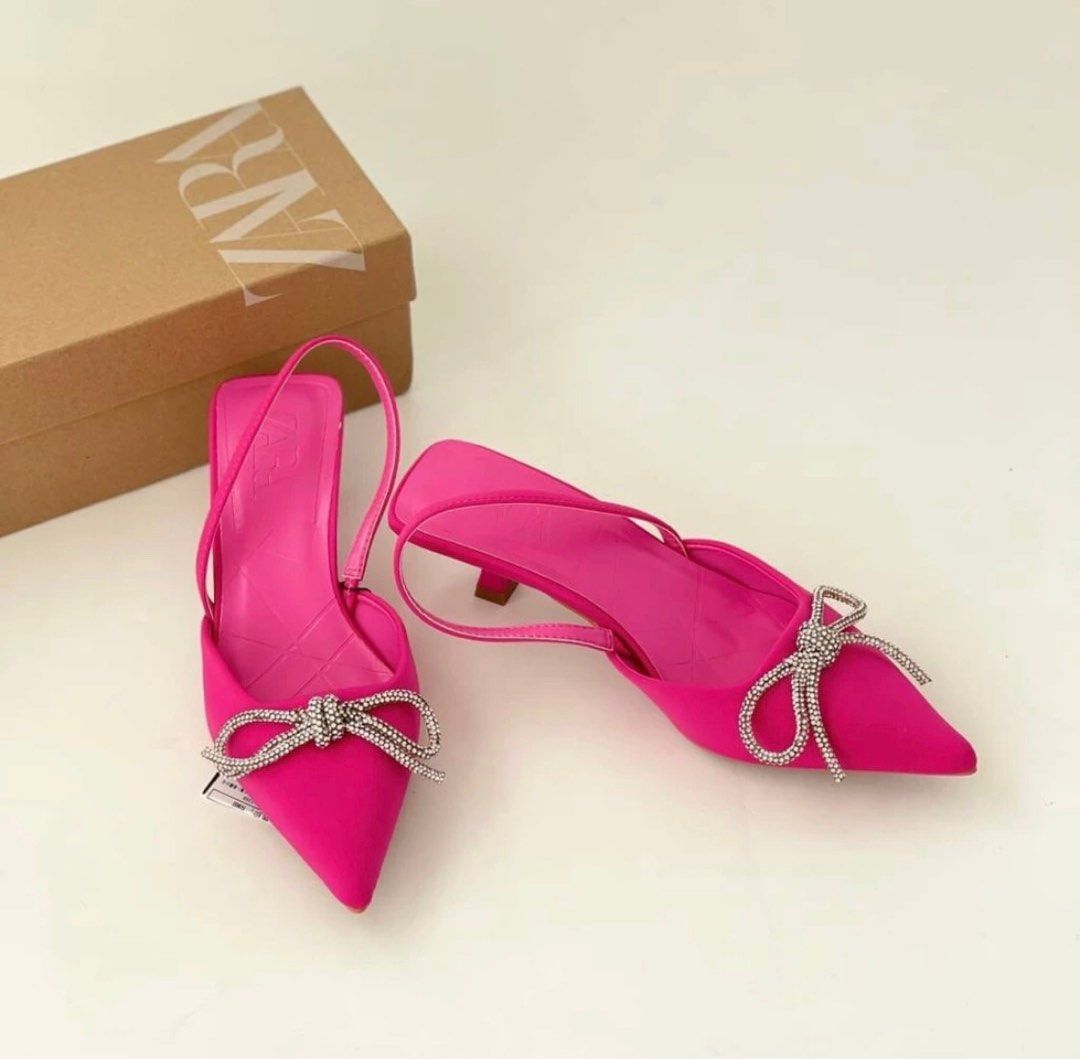 zara high heels pink ribbon sparkle
