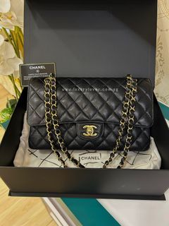 Chanel small classic double flap bag caviar beige GHW