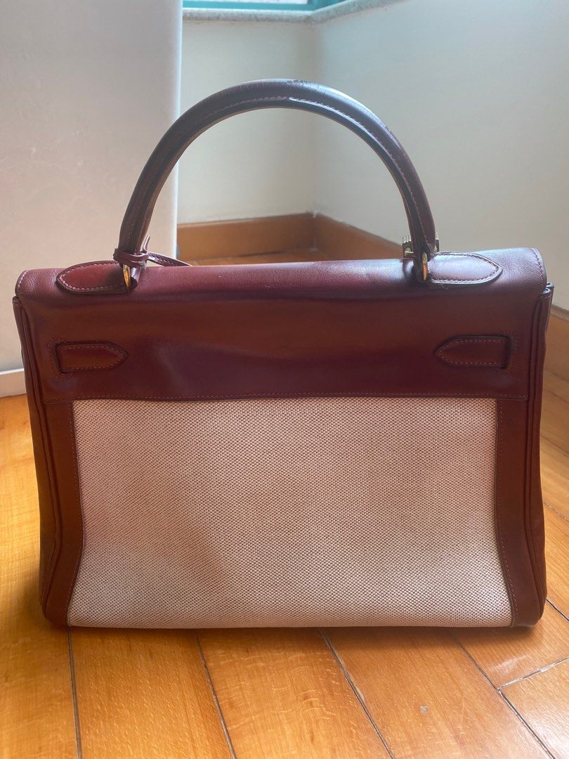 Hermes Vintage 1960-70s Burgundy Box MINI SHOULDER KELLY SELLIER