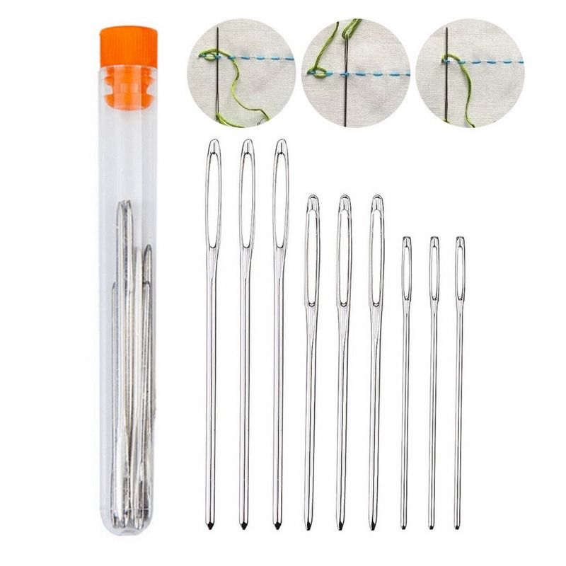 9PCS Sewing Needles Large Eye Hand Blunt Needle Embroidery Darning Tapestry  Yarn Needles 