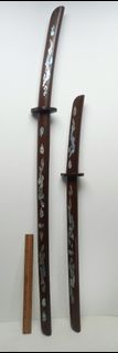 A Pair of Japanese Decorative Wooden Sword with MOP