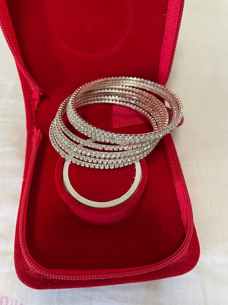 White stone clearance bangles set
