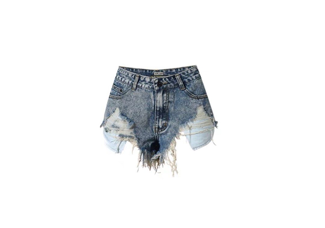 Acid Washed Ripped Denim Shorts, Women's Fashion, Bottoms, Shorts on ...