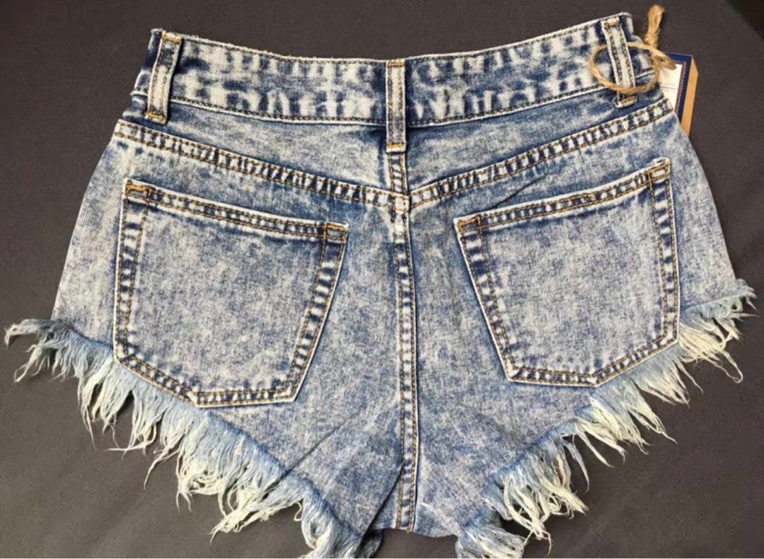 Acid Washed Ripped Denim Shorts, Women's Fashion, Bottoms, Shorts on ...