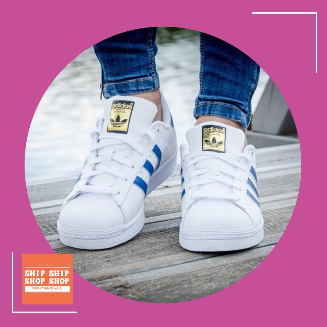 Adidas superstar royal blue and white sales