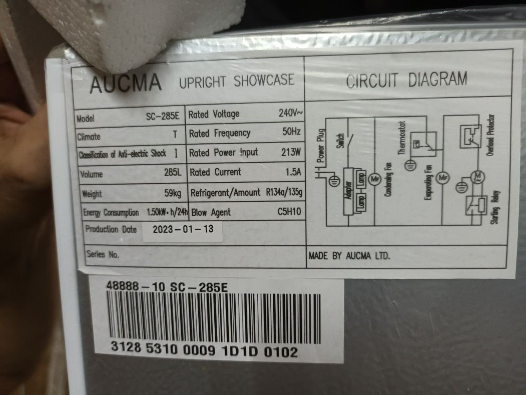 Aucma SC-285E Standing Glass Door Drinks Showcase Commercial Chiller ...