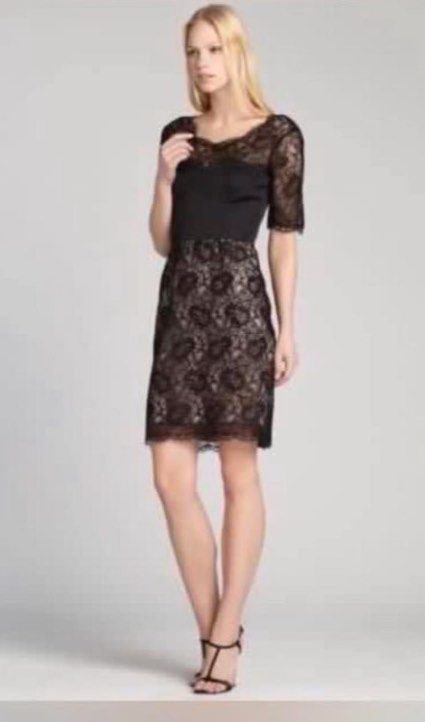 chinese dress ladies BCBGMAXAZRIA Silk Lace Black Dress – Runway Catalog main image 1