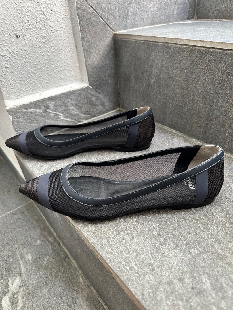 Authentic Fendi Colibri Mesh Flat Pumps Shoes