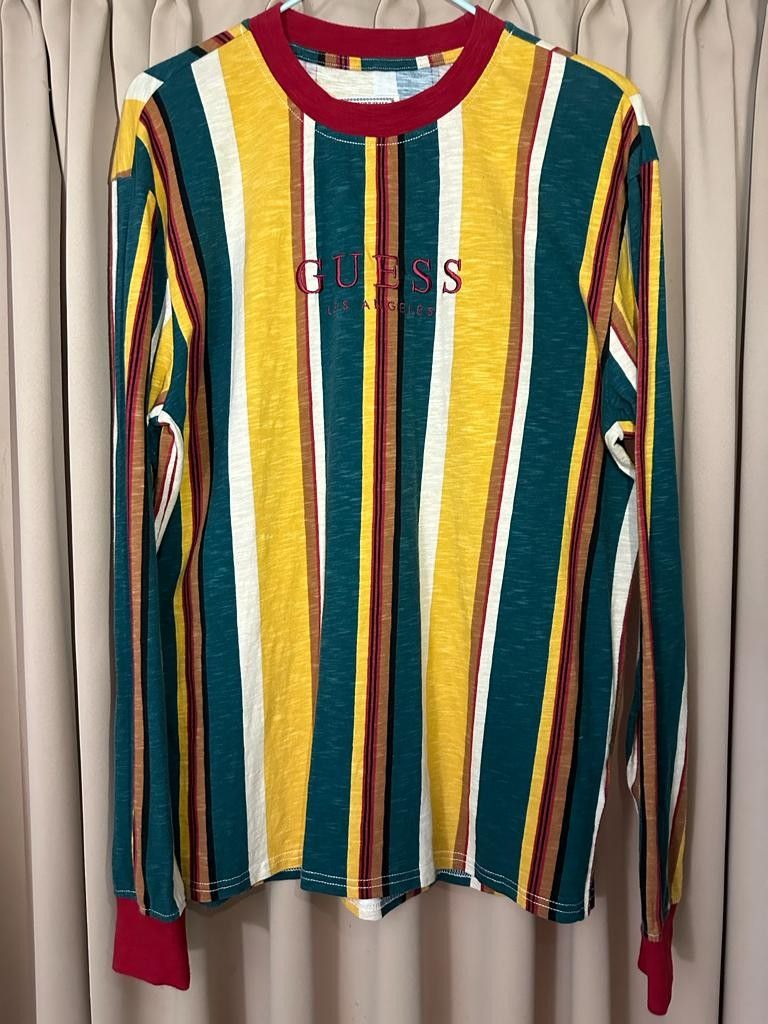 Guess sayer stripe long sleeve tee top