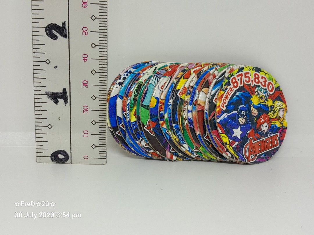 Avengers 2 Local Pogs (21pcs) (Category: Raw Singles) located in San Pablo. Submitted by fredambion (Listing ID 1250886416, Image 1). Description: *Please Take Time To Read Descriptions & Check The Photos *What You See Is What You Get *Avengers Local Pogs *All For Only 20 / 21pcs *No Doubles *Good For Collection *Like New To Well Used Condition *Manage Your Expectation *Payment via Gcash or Palawan Express *Shipping via JRS Express Door to Door o
