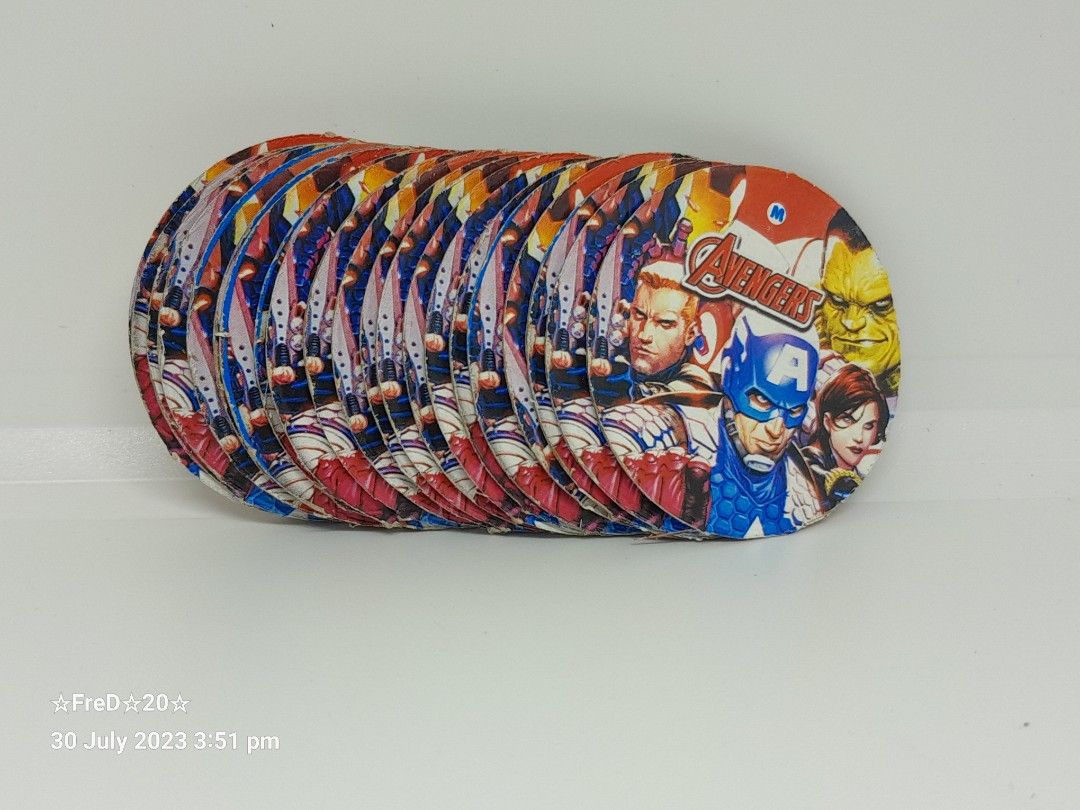 Avengers Local Pogs (21pcs) (Category: Raw Singles) located in San Pablo. Submitted by fredambion (Listing ID 1250886081, Image 2). Description: *Please Take Time To Read Descriptions & Check The Photos *What You See Is What You Get *Avengers Local Pogs *All For Only 20 / 21pcs *No Doubles *Good For Collection *Like New To Well Used Condition *Manage Your Expectation *Payment via Gcash or Palawan Express *Shipping via JRS Express Door to Door or 