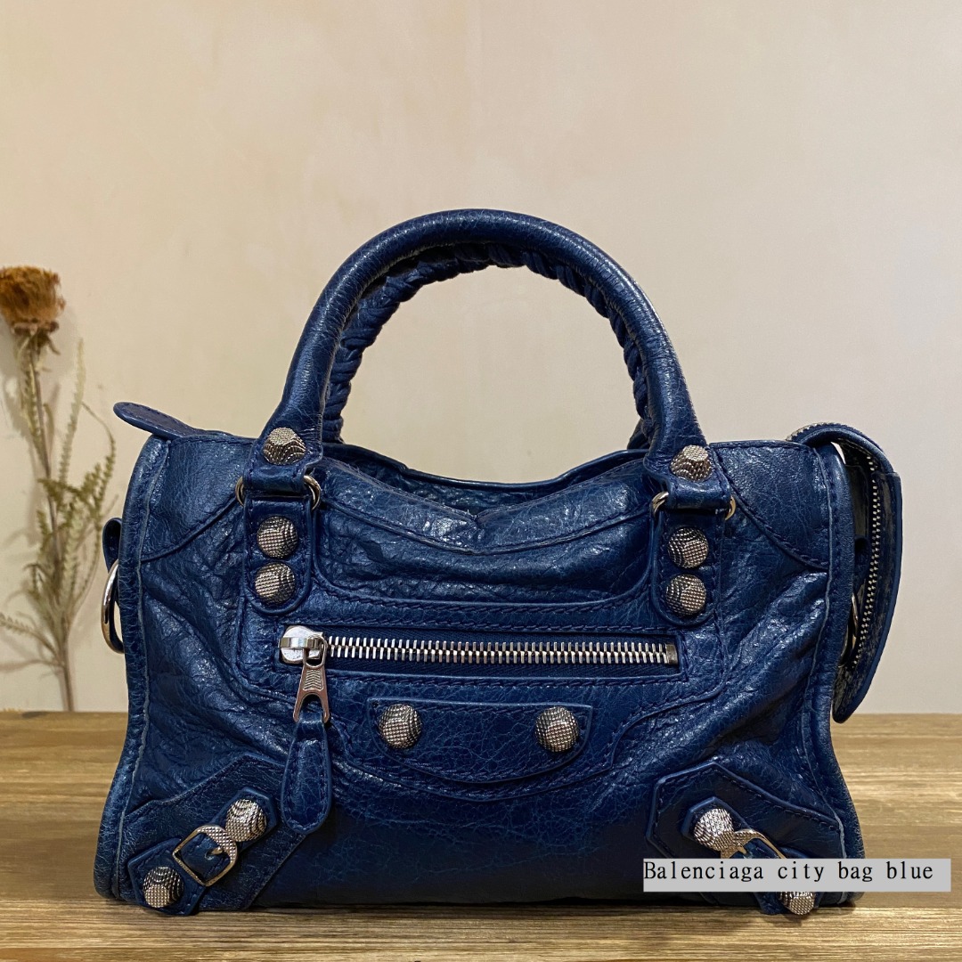 Balenciaga Mini City bag in navy blue Luxury Bags Wallets on