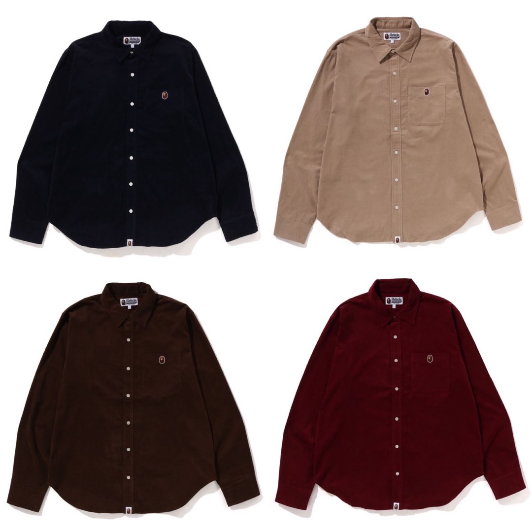 BAPE APE HEAD ONE POINT CORDUROY SHIRT, Men's Fashion, Tops & Sets