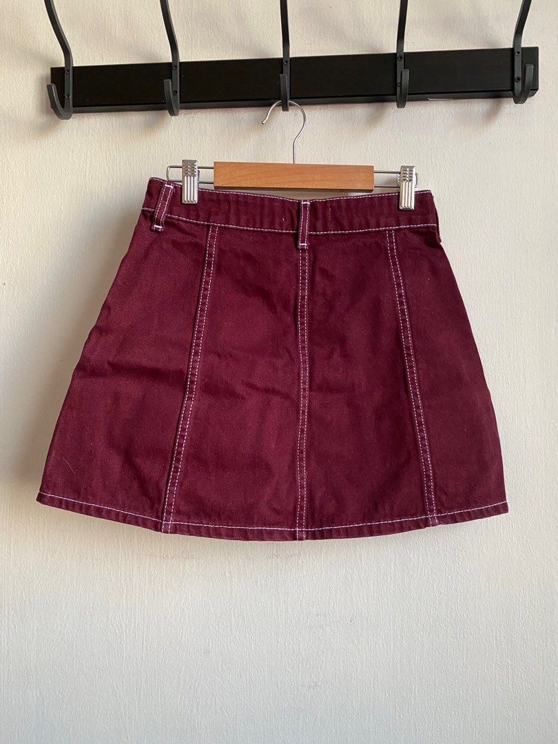 Maroon new arrivals skirt denim