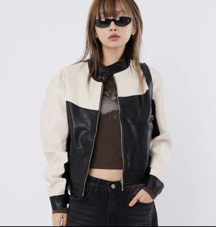 White leather jacket ladies sale