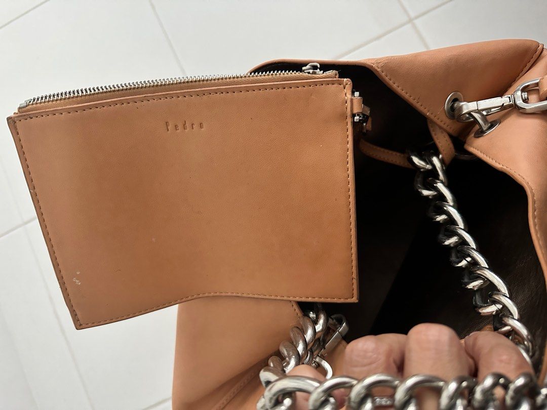 Brown shoulder bag Pedro leather, Women's Fashion, Bags & Wallets