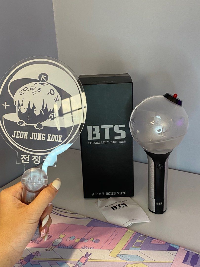 BTS Ver 2 Army Bomb with free Jungkook Lightstick, Hobbies & Toys ...