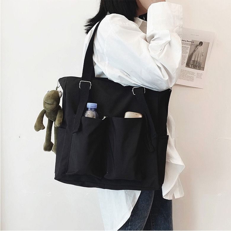 Canvas Sling Bag Women Shoulder College Style Waterproof Large