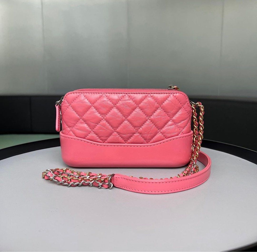 Chanel CC Gabrielle Double Pouch Calfskin Pink, Luxury, Bags & Wallets on  Carousell