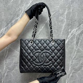 Chanel Black Quilted Caviar Leather Grand Shopping Tote Bag