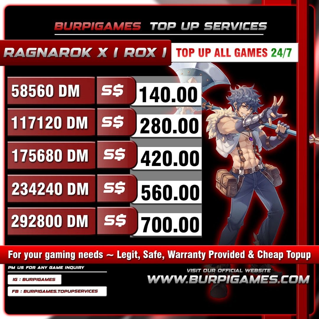 CHEAPEST RAGNAROK X ROX DIAMOND TOPUP VIA ID l ROX l RAGNAROK X