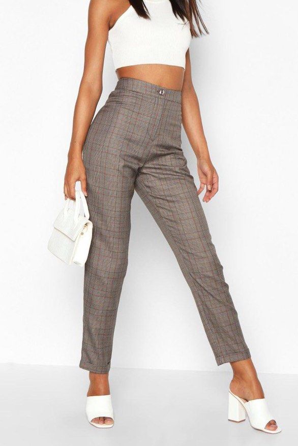 Checked on sale trousers women