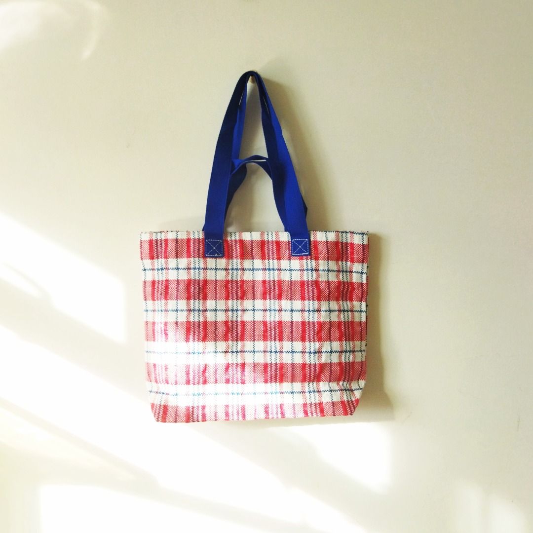 Chinese red blue outlet white bag
