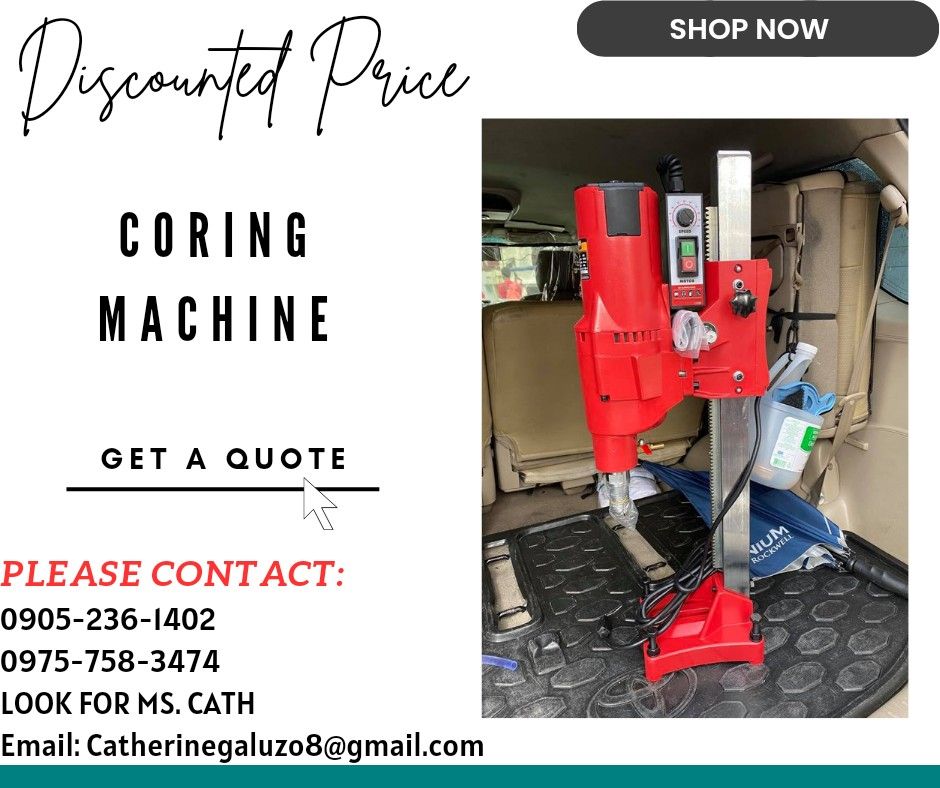 CORING MACHINE (Category: Construction Tools & Equipment) located in Manila. Submitted by cathvesta_sales (Listing ID 1250832139, Image 1). Description: 📌DIRECT SUPPLIER 📌IMPORTER FACTORY DISCOUNTED PRICE SALE❗️❗️❗️ SALE ❗️❗️❗️SALE ❗️❗️❗️ FOR INQUIRIES AND FASTER TRANSACTIONS PLS MESSAGE OR CALL; ☎️0905-236-1402 ☎️0975-758-3474 📲0905-236-1402 (VIBER NUMBER) Look for Ms. Cath Products: ▫️Machinery ▫️Electrical ▫️Valves & Fittings ▫️ Metals ( St