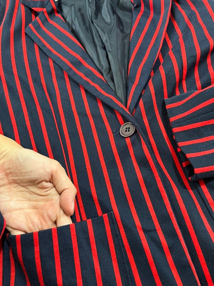 Red discount cotton blazer