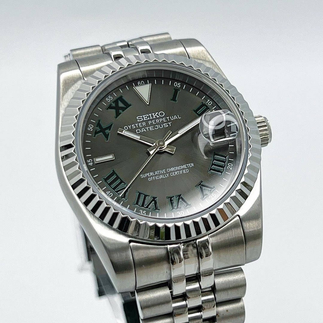 Custom Seiko Mod Grey Wimbledon on Jubilee 36mm, Men's Fashion, Watches ...