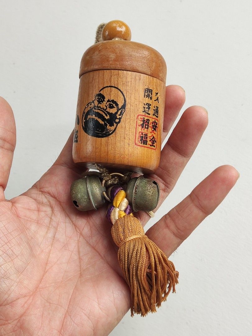 Daruma Painted Wooden Samurai Inro Bell on Carousell