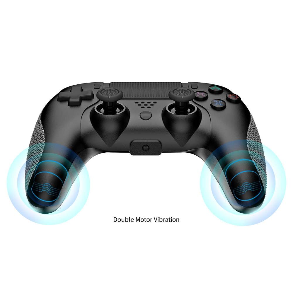 DOBE Wireless Bluetooth Gamepad for PS4 Playstation 4 Controller with Six-axis Dual-Motor Vibration Function (Category: Controllers) located in Las Pinas. Submitted by techsmartph (Listing ID 1250869524, Image 2). Description: * This product is a Bluetooth handle suitable for PS4 host. * Beautiful and elegant design. * It uses TYPE-C USB plug cable and PS4 host to pair the code. * After the code is coded, it can be operated wirelessly. * Support 