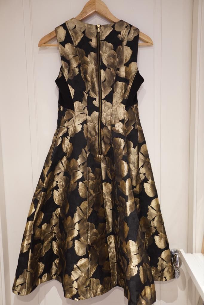 Donna Karan metallic floral dress Carousell