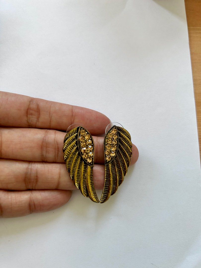 Gold angel wing earrings best sale