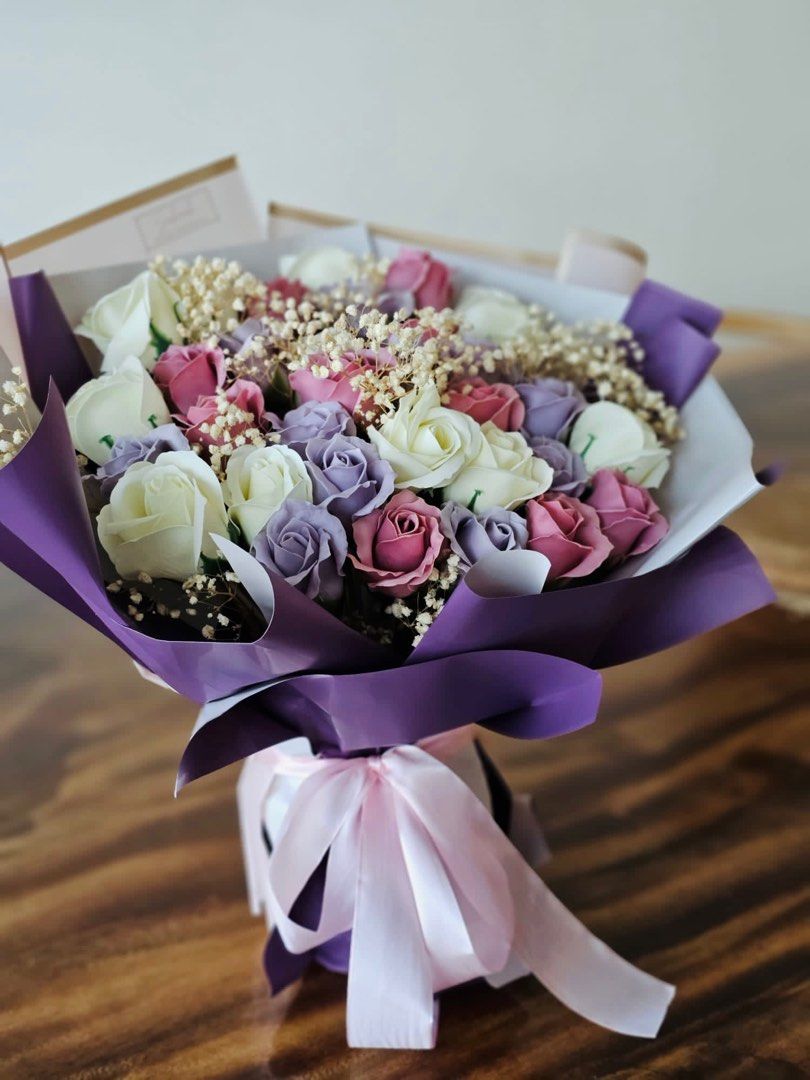 Fllower Bouquet/ Farewell/ Colleague/ Soap roses/ Surprise gifts