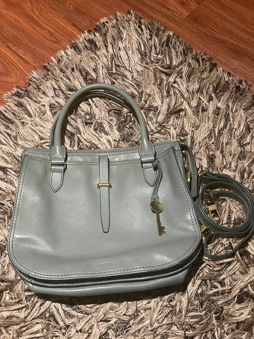 Fossil ryder satchel steel store blue