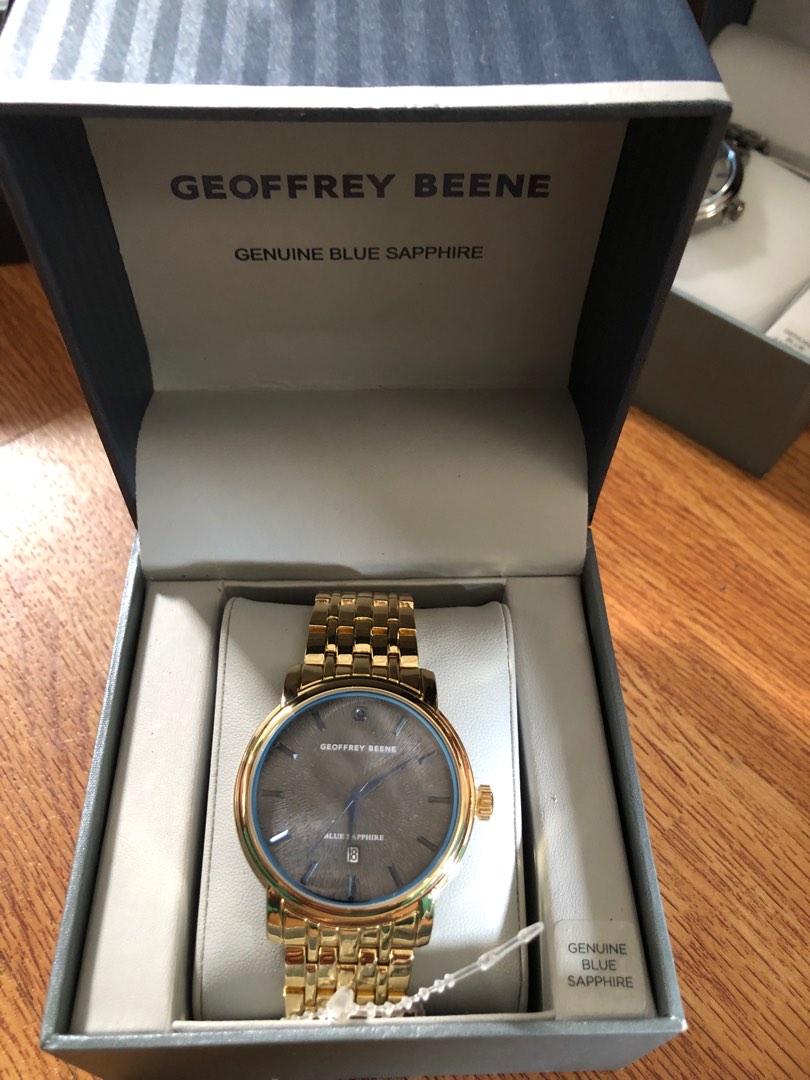 Geoffrey Beene Men s Gold Tone Watch with Genuine Blue Sapphire