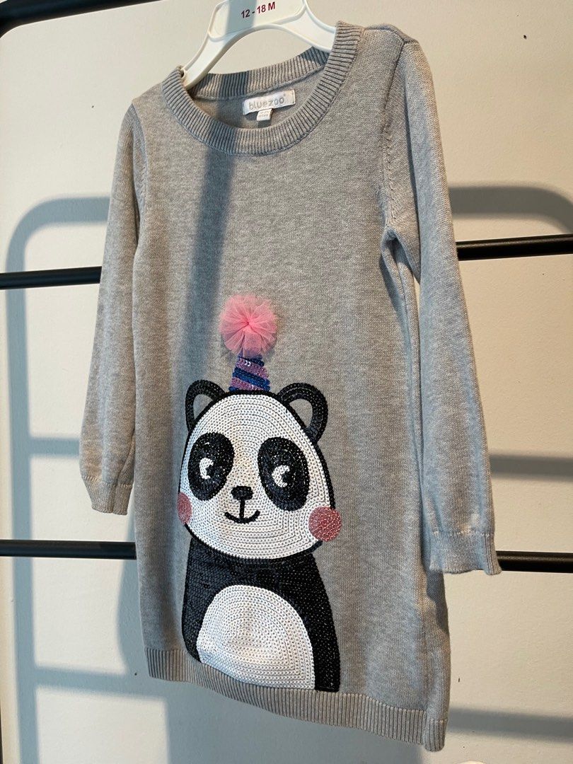 Girl's Adorable Panda Graphic Dress Casual Cotton - Temu